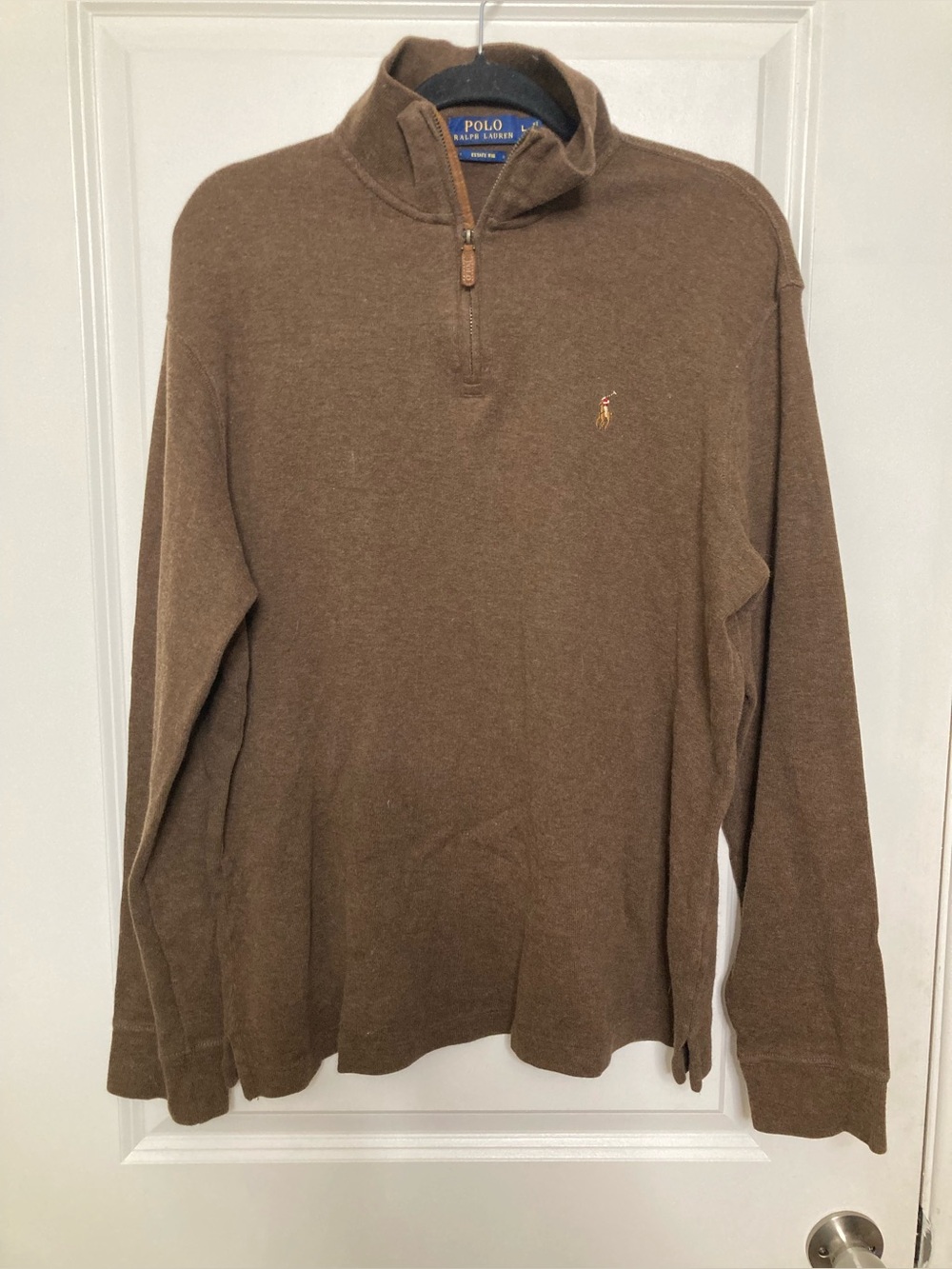 Polo Ralph Lauren Brown Estate Rib Cotton Quarter Zip Pullover Sweater Men’s L